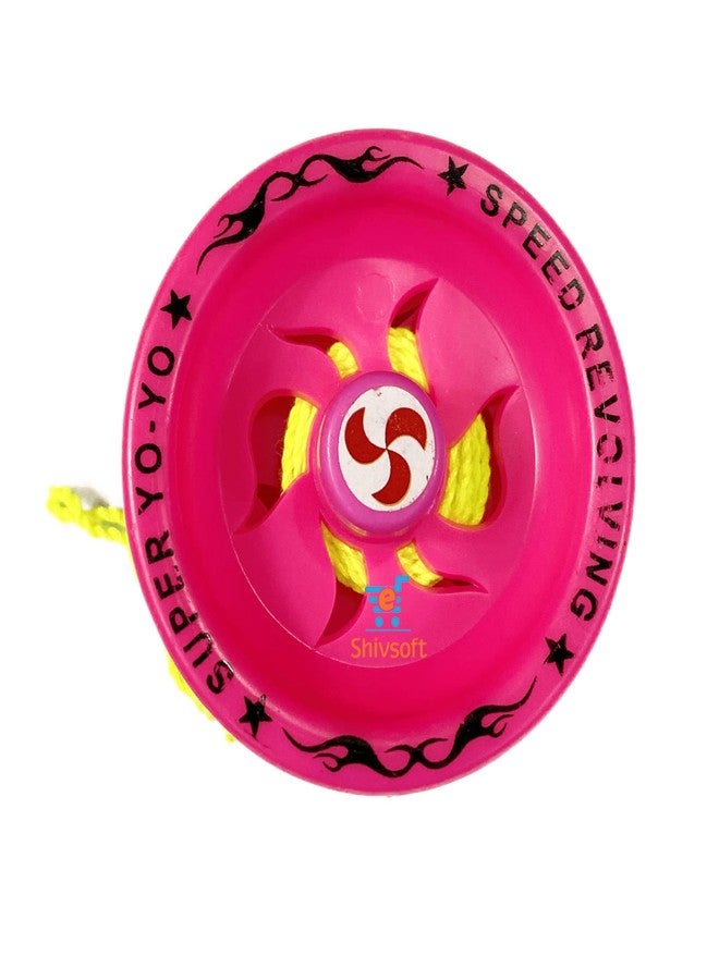 Shivsoft Shivsoft Fine Quality High Gloss High Speed YoYo Spiner Toy for Kids ||Return Gift || Party Favours || Bag Fillers (Plastic yoyo Pink, 3) - Image 1